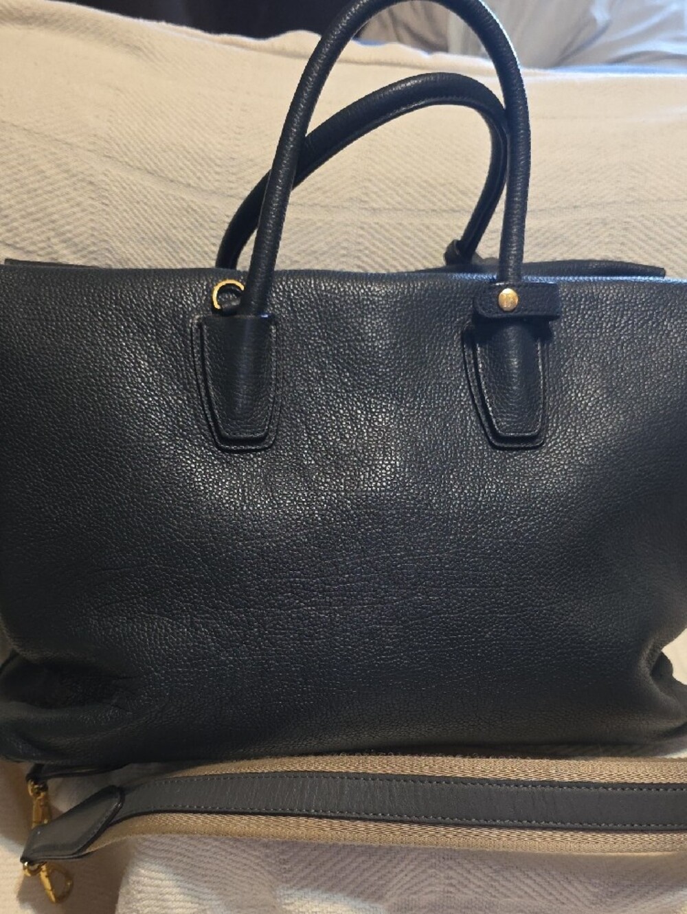 MCM Black Pebbled Leather Tote with Gold Accent - Picture 5 of 11